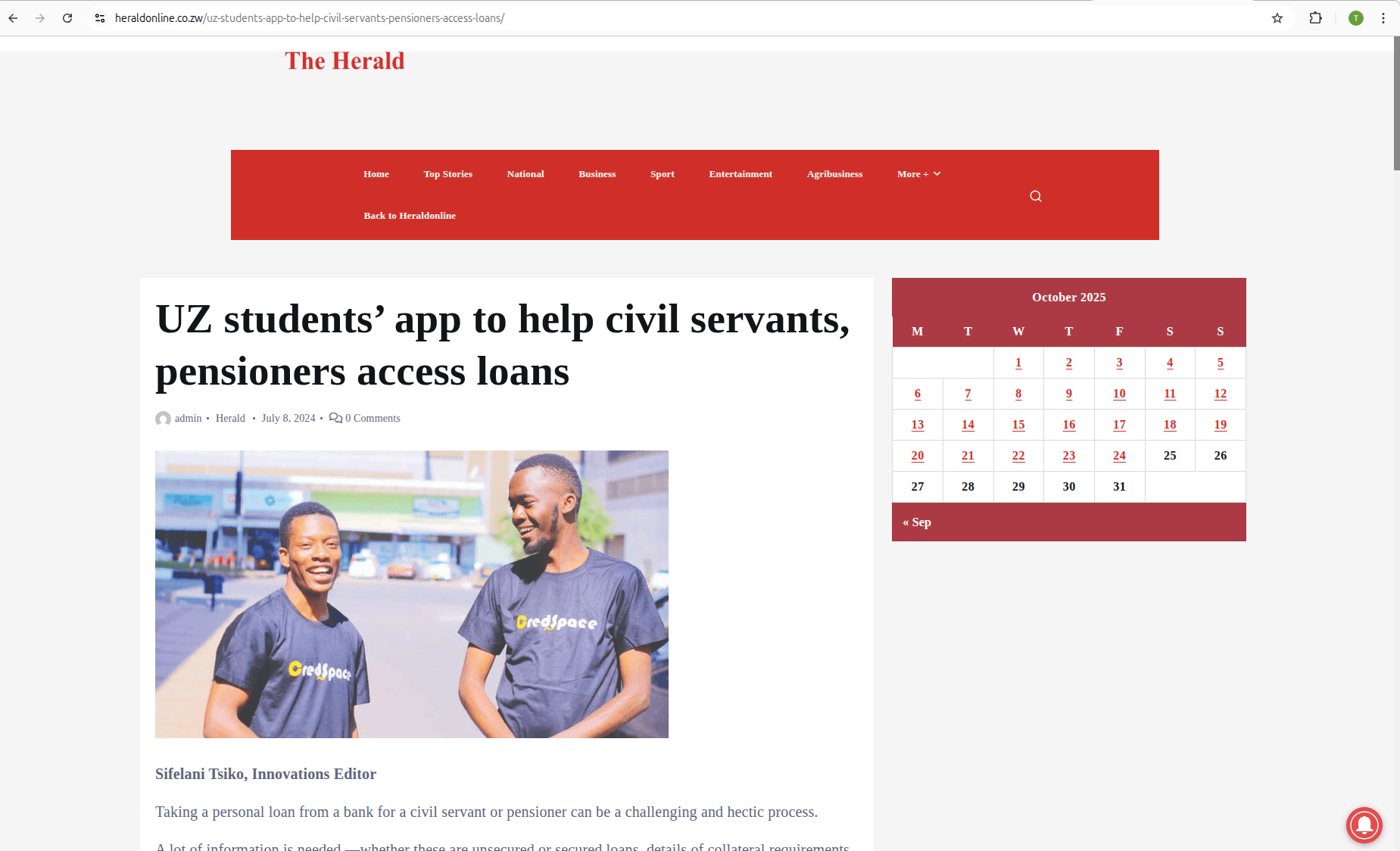 UZ students' app to help civil servants, pensioners access loans
